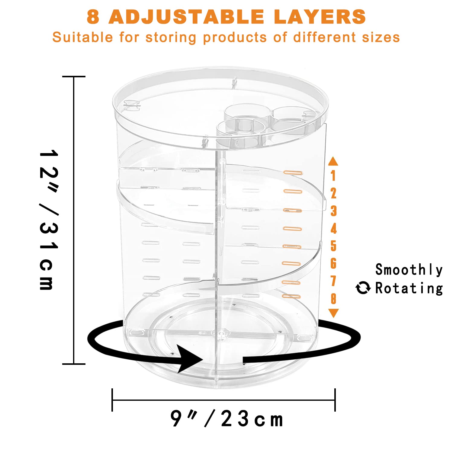 Rotating Makeup Organizer, Adjustable Layers Spinning Organizer, Cosmetic Display Case, Multi-Function Storage Carousel, Makeup Organizer, Makeup Holder, Makeup Stand