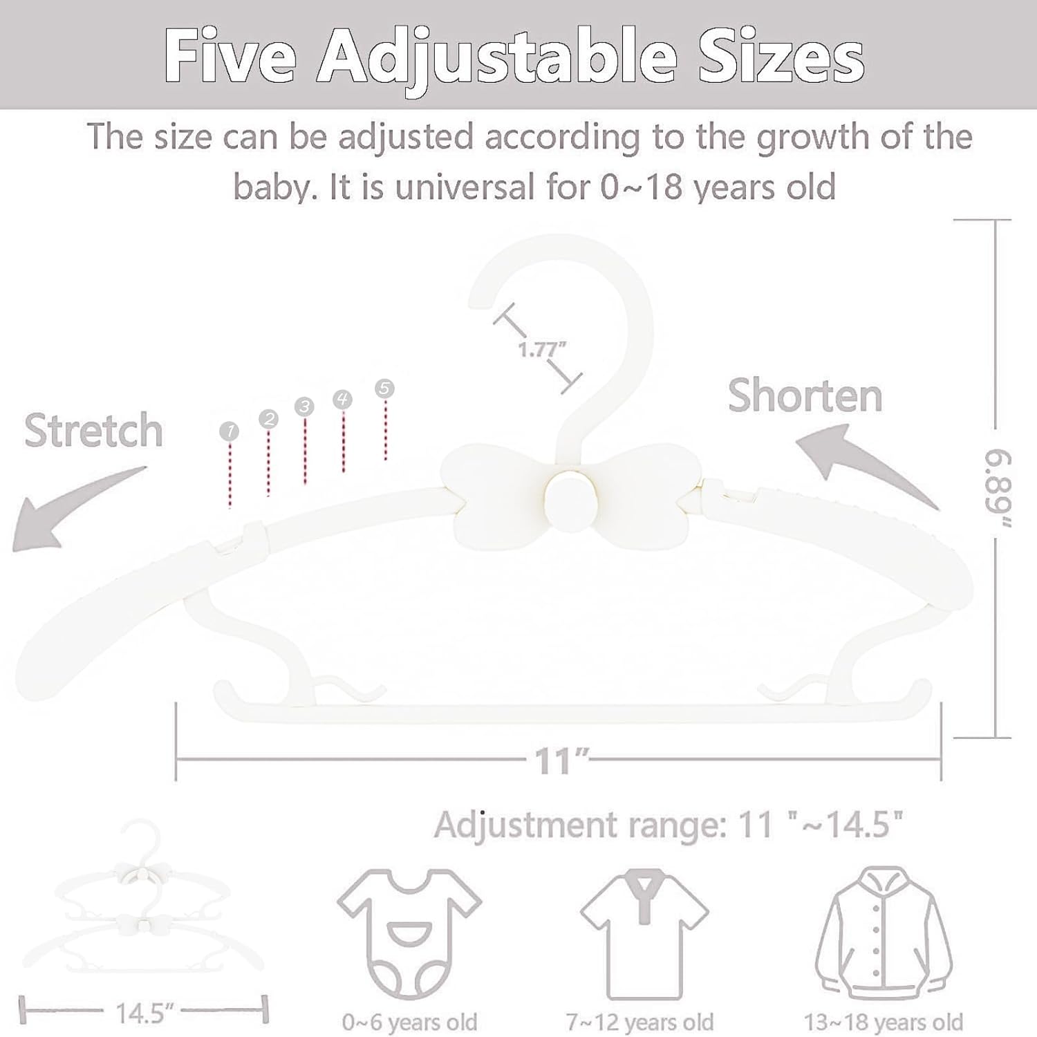 Baby Hangers, Baby Clothes Hangers, Adjustable Baby & Kids Hangers, Hangers -Pack of 20