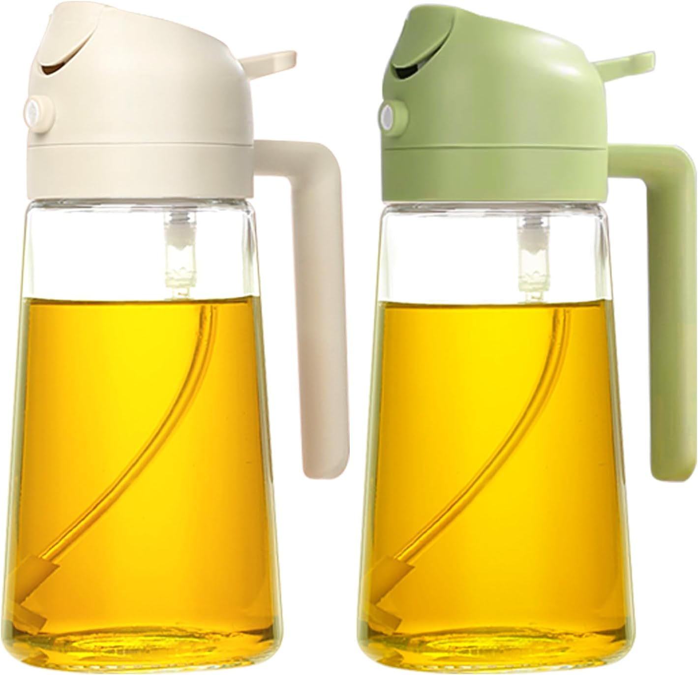 Oil Sprayer, Oil Dispenser Bottle, Glass Oil Bottle, Oil Spray Bottle, Food-grade Oil Mister for Air Fryer, Salad, Frying, BBQ -17oz/500ml (2 in 1)