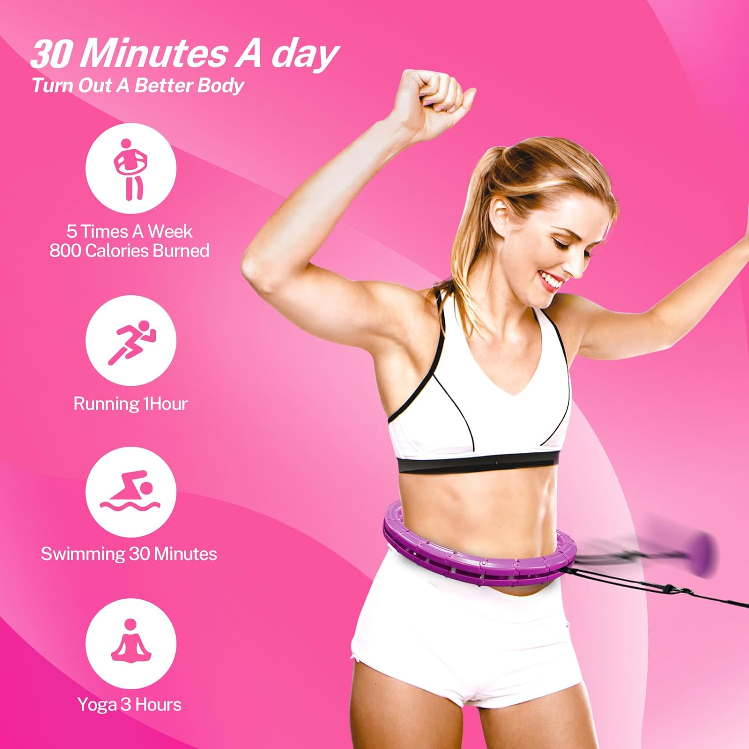 Exercise Fit Hoops, Gym Workout Hoop, Detachable Knots, Abdomen Fitness Hoops, Hoop for Weight Loss