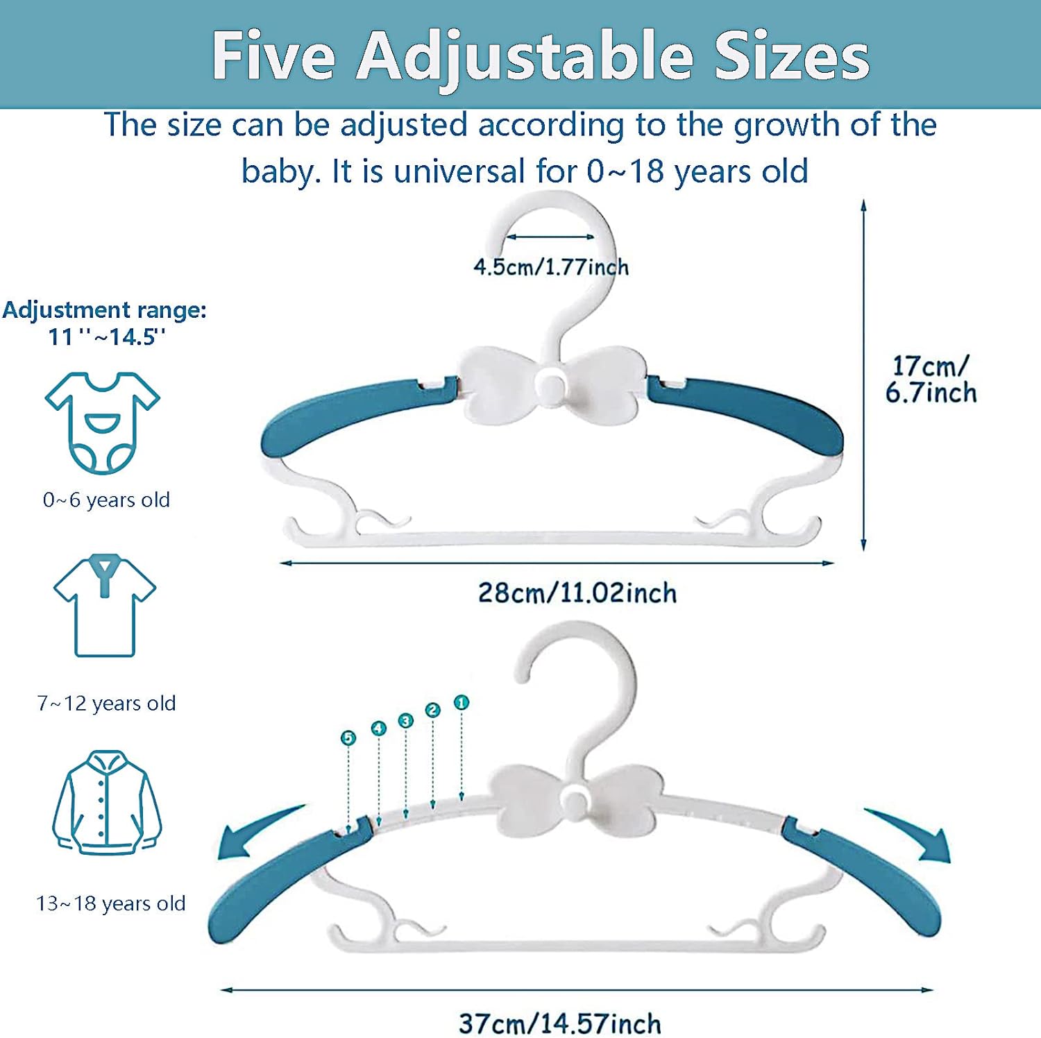 Baby Hangers, Baby Clothes Hangers, Adjustable Baby & Kids Hangers, Hangers -Pack of 20