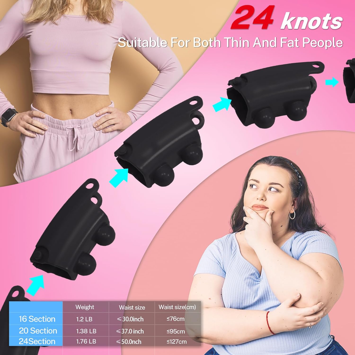 Exercise Fit Hoops, Gym Workout Hoop, Detachable Knots, Abdomen Fitness Hoops, Hoop for Weight Loss
