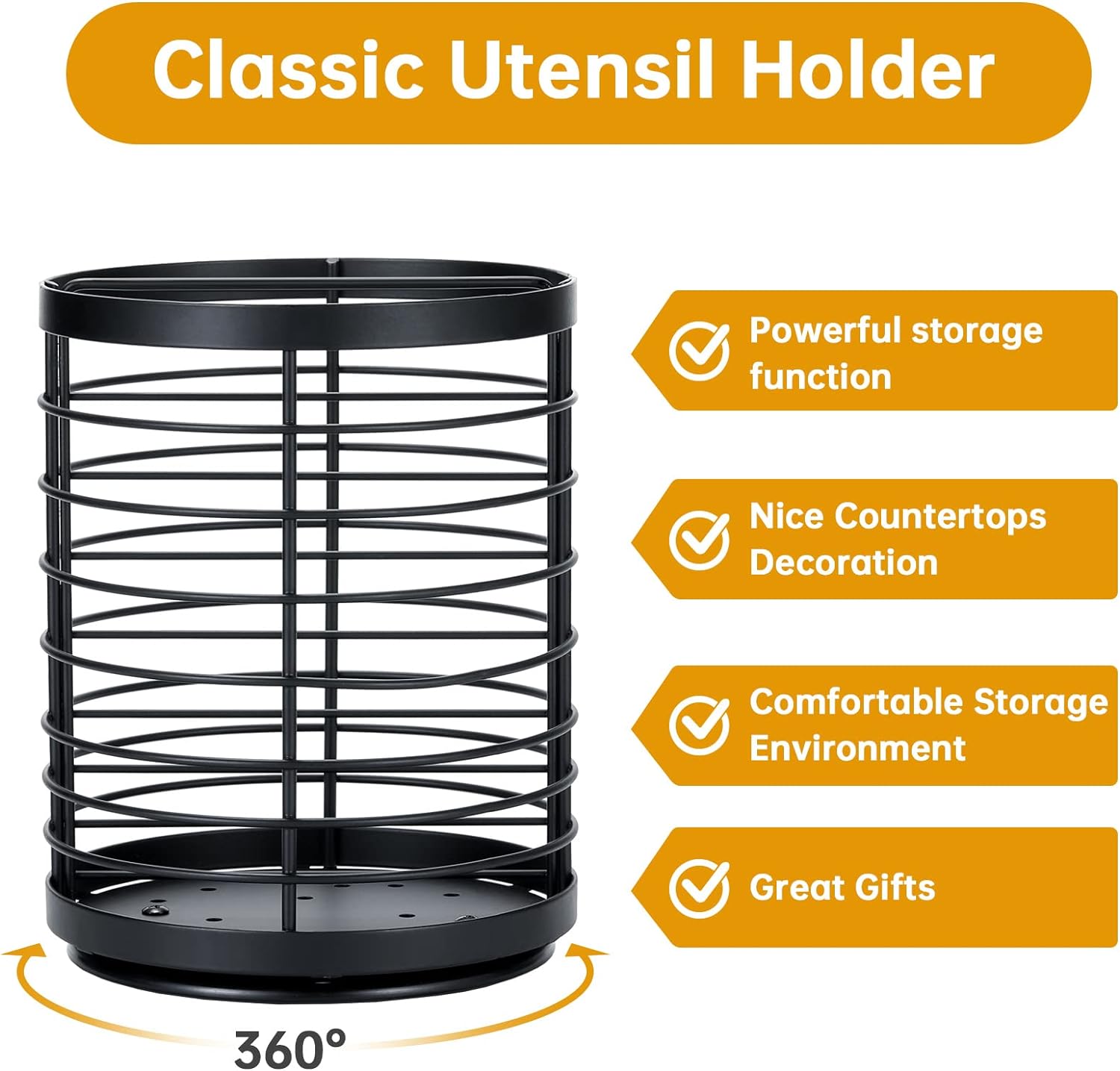 Utensil holder for Kitchen Counter, Cooking Utensil Holder, Utensil Organizer -5.2