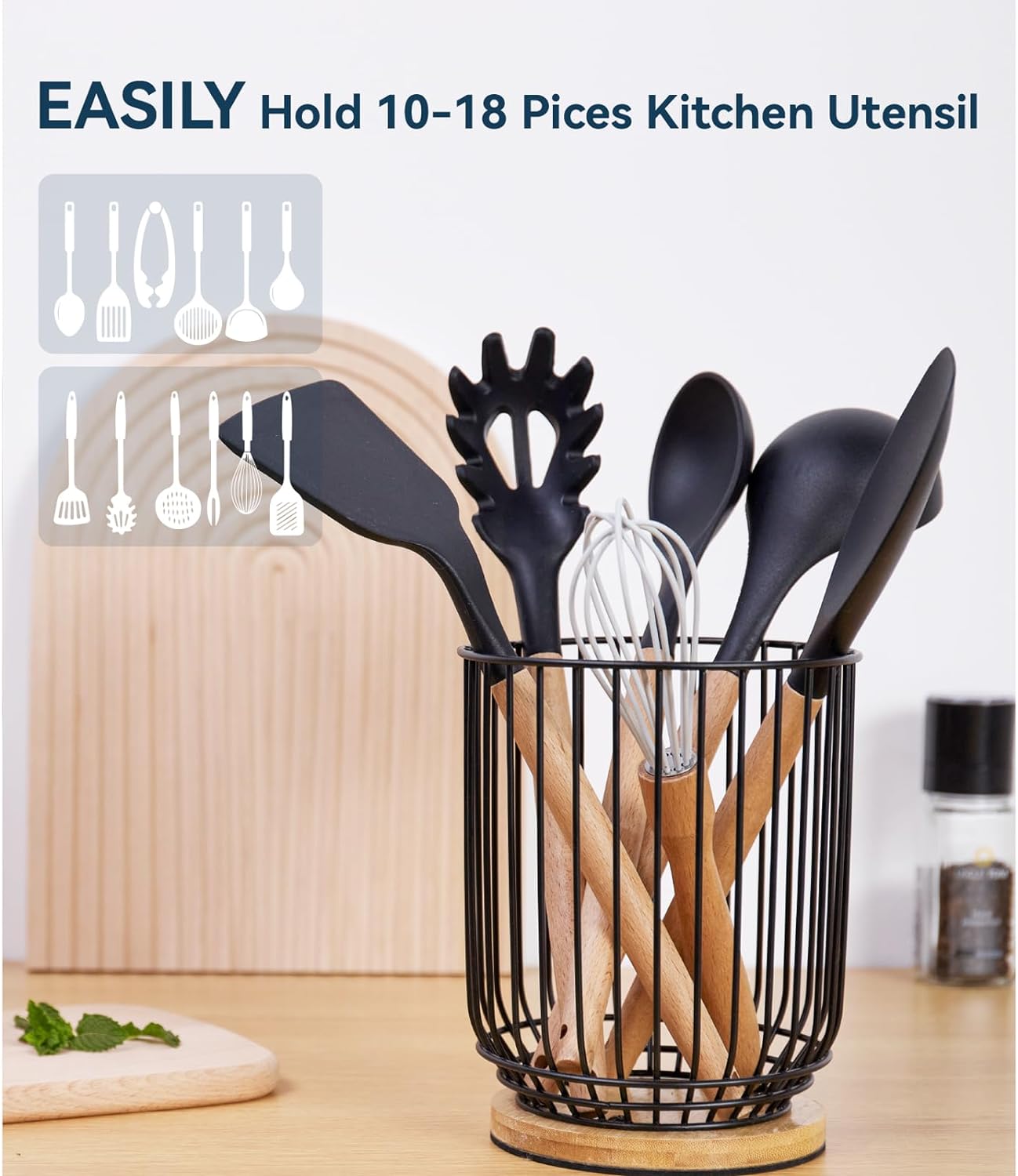 Utensil holder for Kitchen Counter, Cooking Utensil Holder, Utensil Organizer -5.2