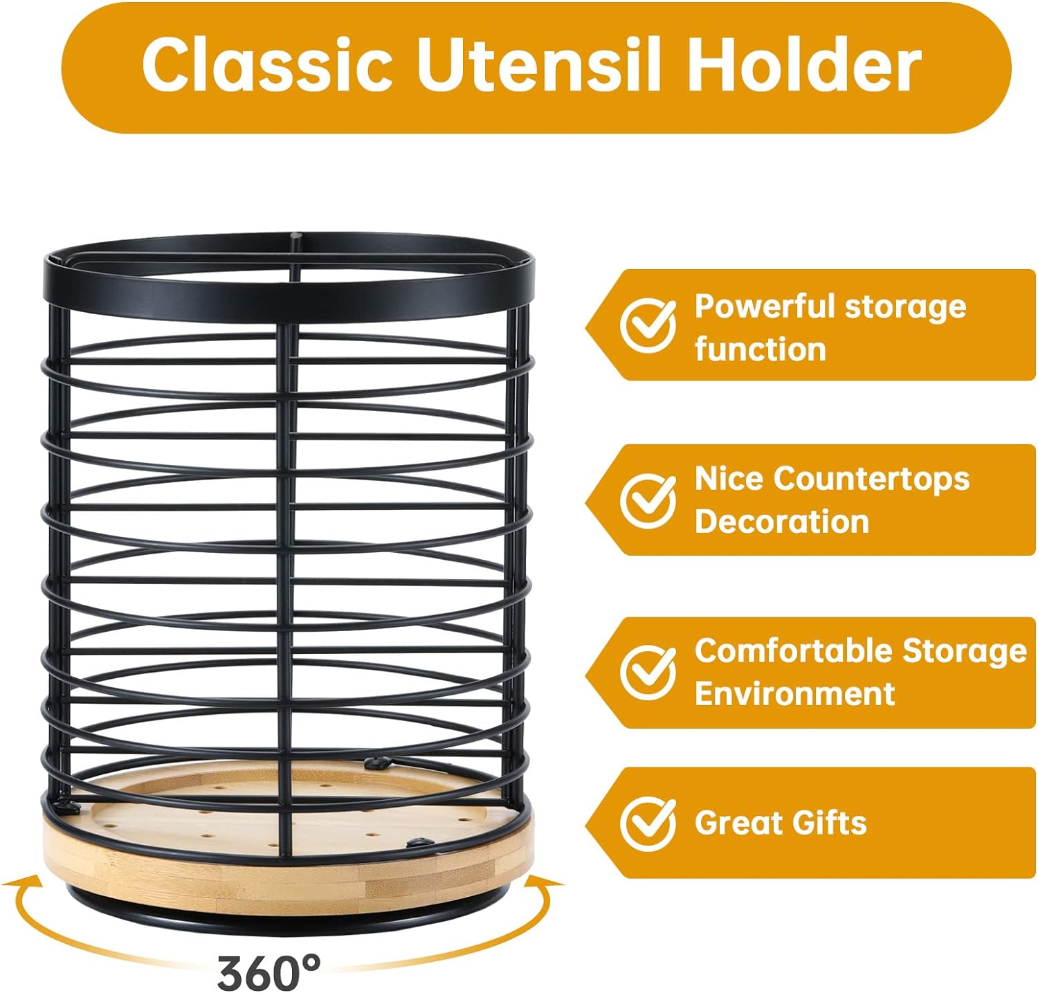 Utensil holder for Kitchen Counter, Cooking Utensil Holder, Utensil Organizer -5.2