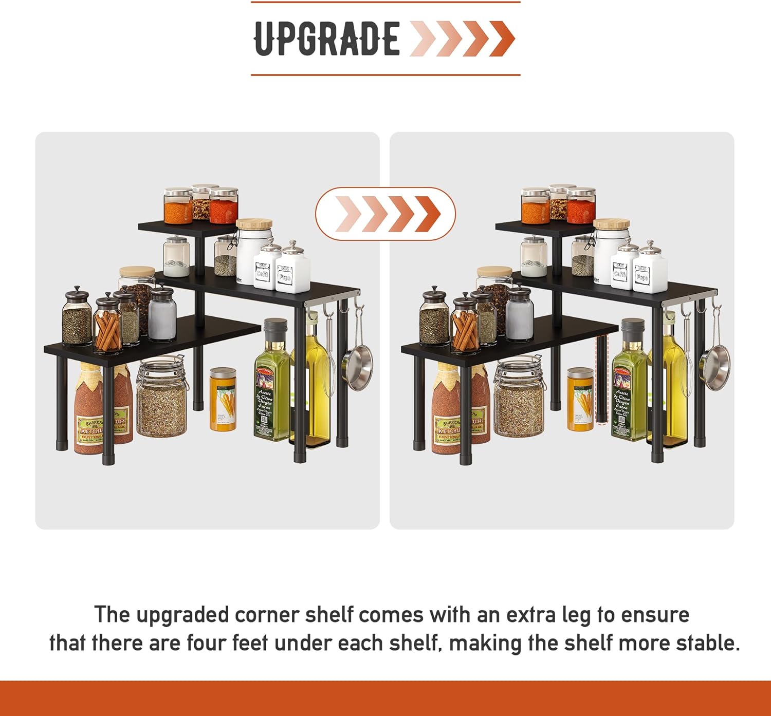 Organizer Tables, Organization, Moveable Corner Shelf for Kitchen, Bathroom , Spice Rack , Coffee Area, Dresser Table -3 Tier
