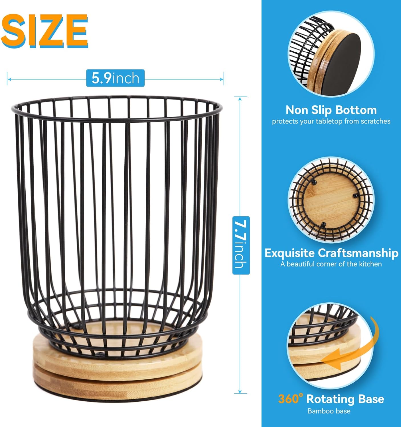 Utensil holder for Kitchen Counter, Cooking Utensil Holder, Utensil Organizer -5.2