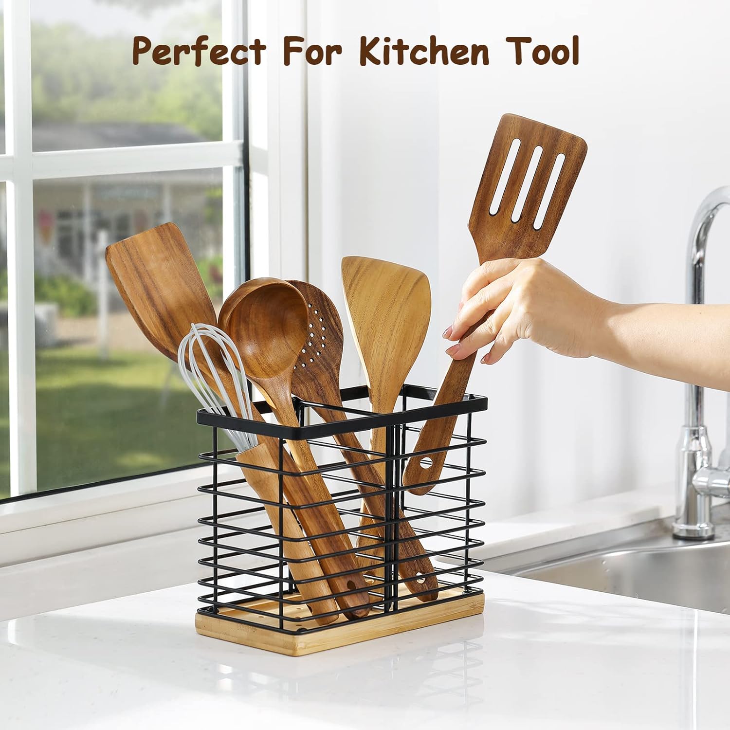 Utensil holder for Kitchen Counter, Cooking Utensil Holder, Utensil Organizer -5.2