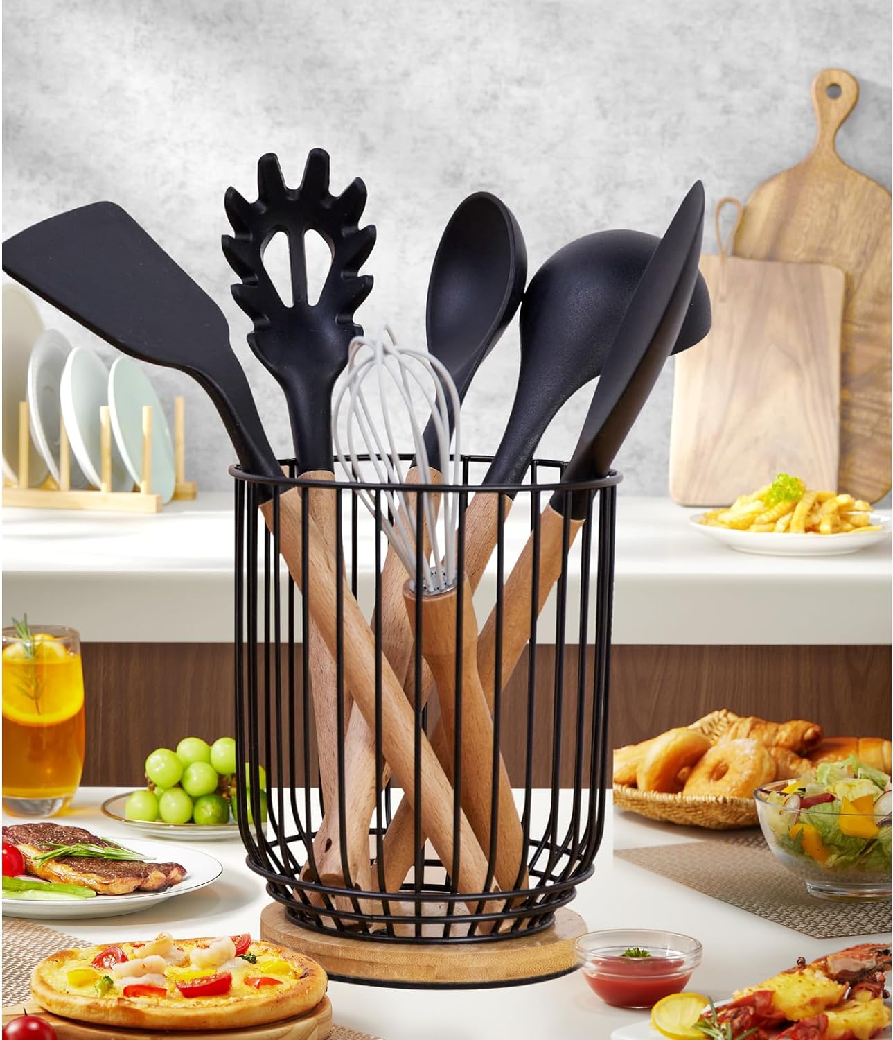Utensil holder for Kitchen Counter, Cooking Utensil Holder, Utensil Organizer -5.2