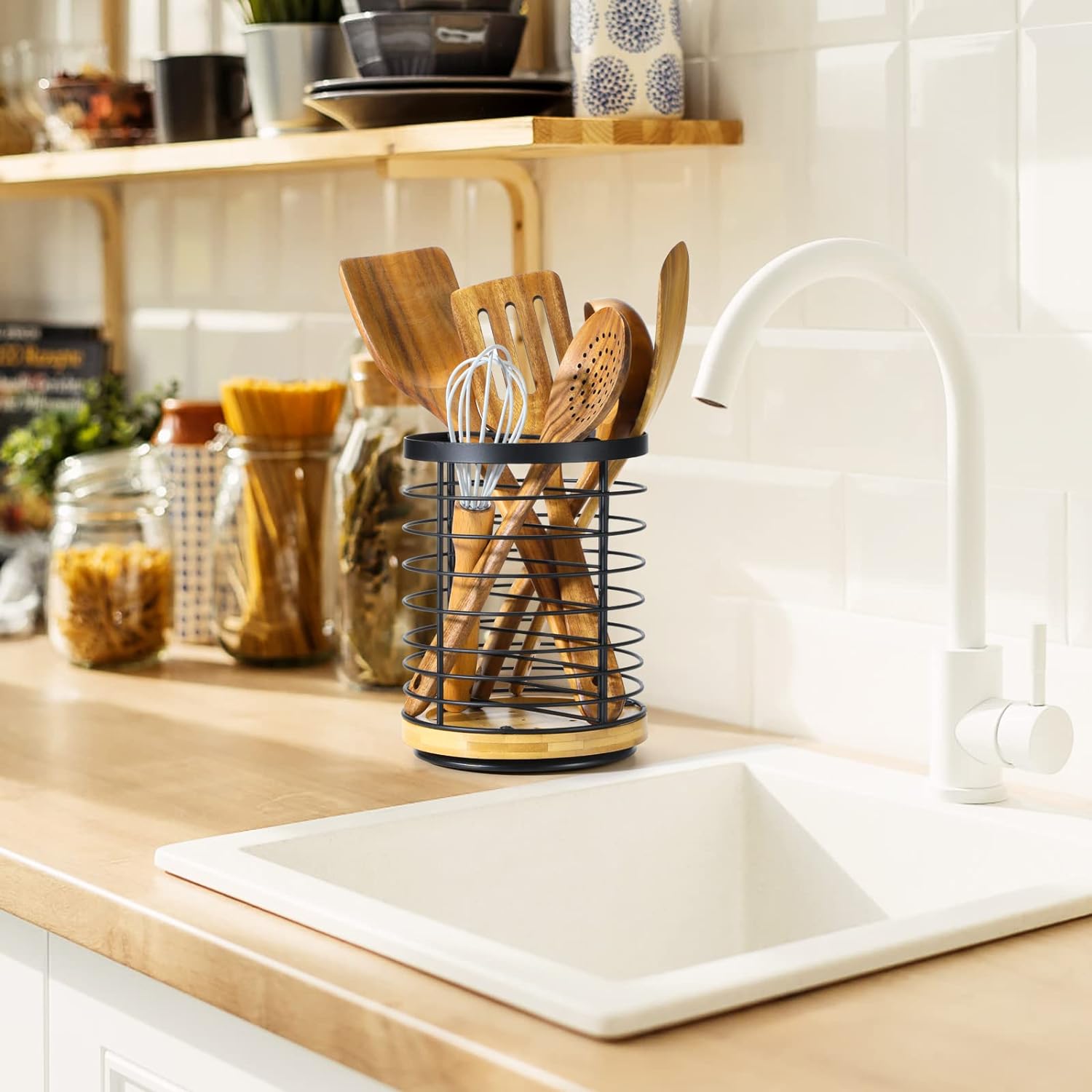 Utensil holder for Kitchen Counter, Cooking Utensil Holder, Utensil Organizer -5.2