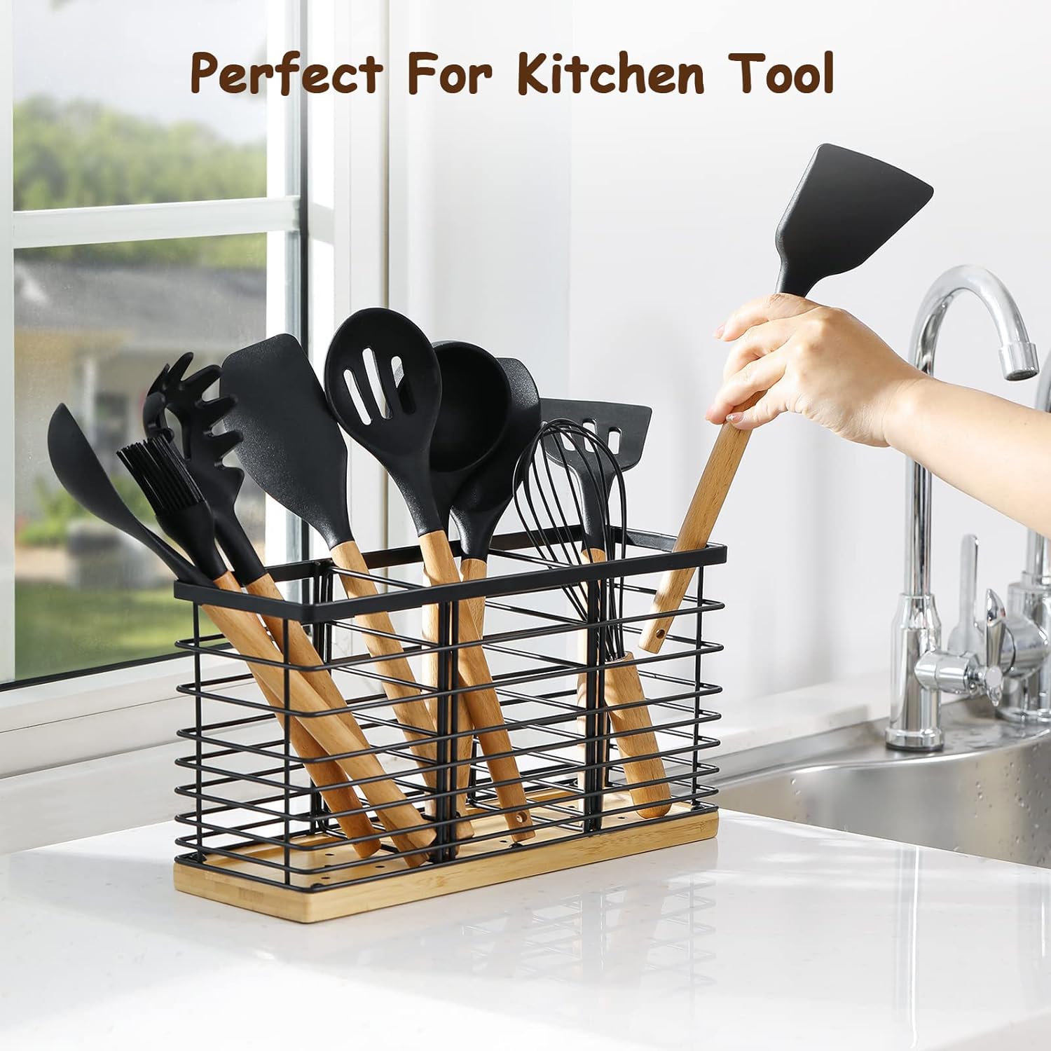 Utensil holder for Kitchen Counter, Cooking Utensil Holder, Utensil Organizer -5.2