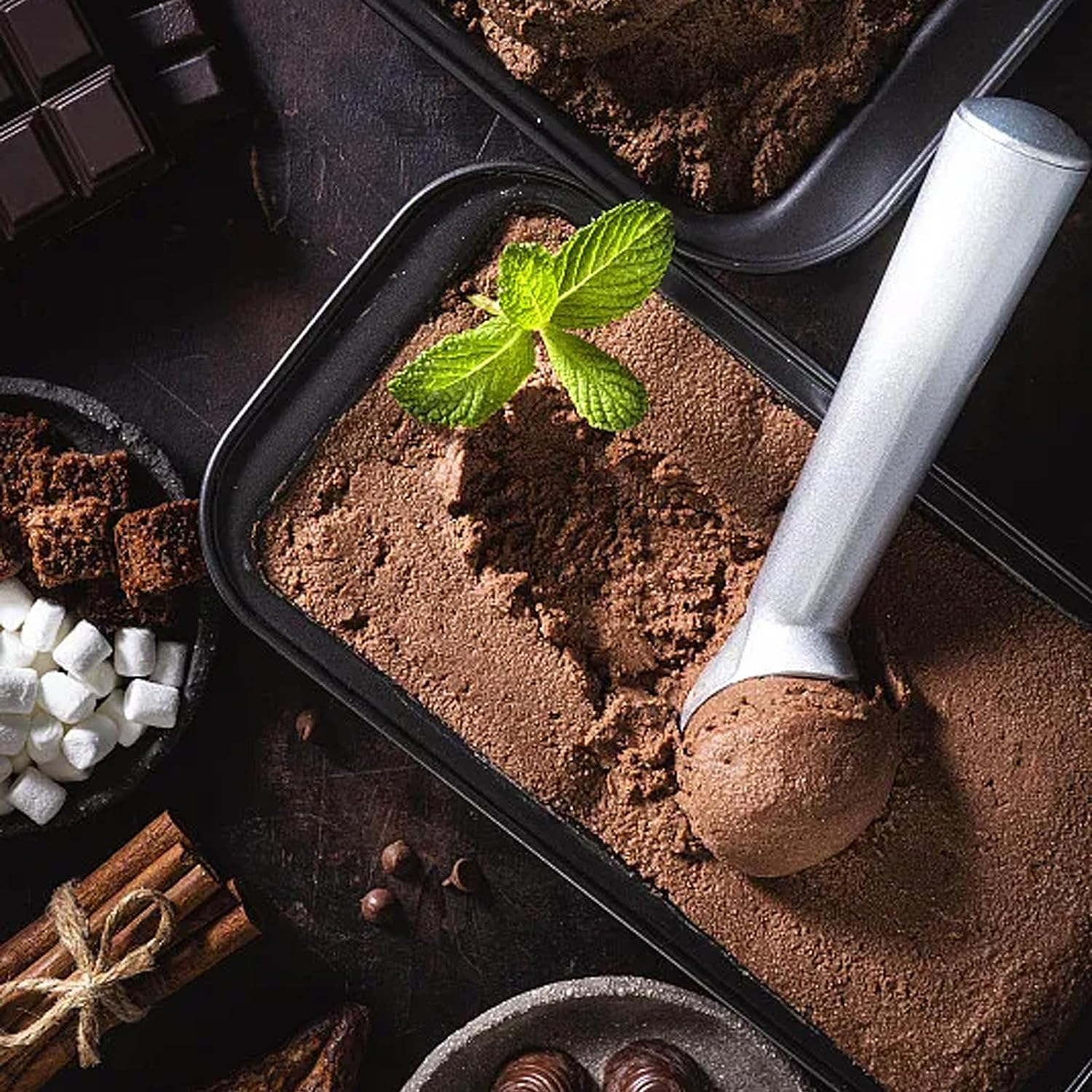 Ice Cream Scoop, Nonstick Anti-Freeze One Piece Aluminum Scooper Spoon, Heavy Duty Ice Cream Scooper, Durable Design, Easy Clean, Cookie Dough -7 inches
