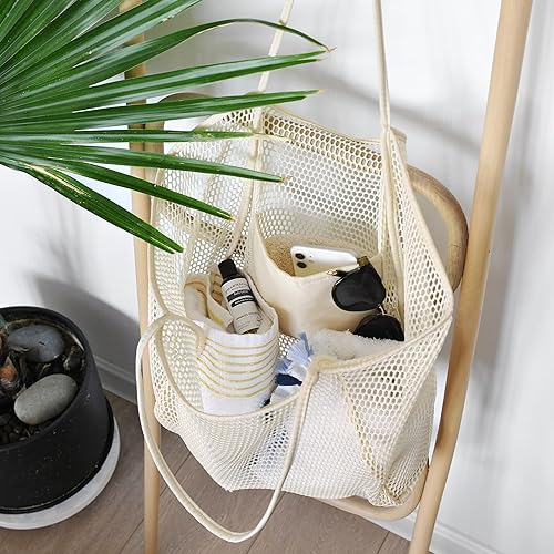 Mesh Beach Tote, Womens Shoulder Handbag, Beach Bag