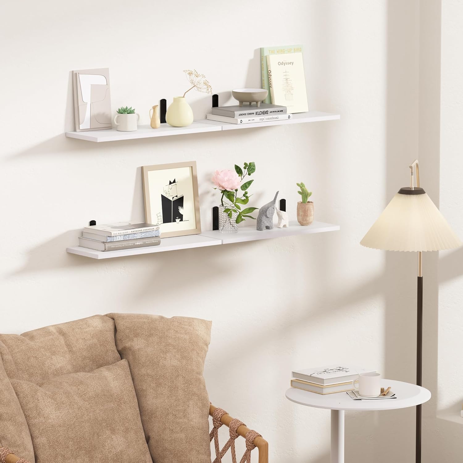 Floating Shelves for Wall Decor Storage, Dark Brown Wall Mounted Shelves, Sturdy Small Wood Shelves Hanging for Bedroom, Living Room, Bathroom, Kitchen, Corner, Book Shelves, Storage Shelves -Set of 5