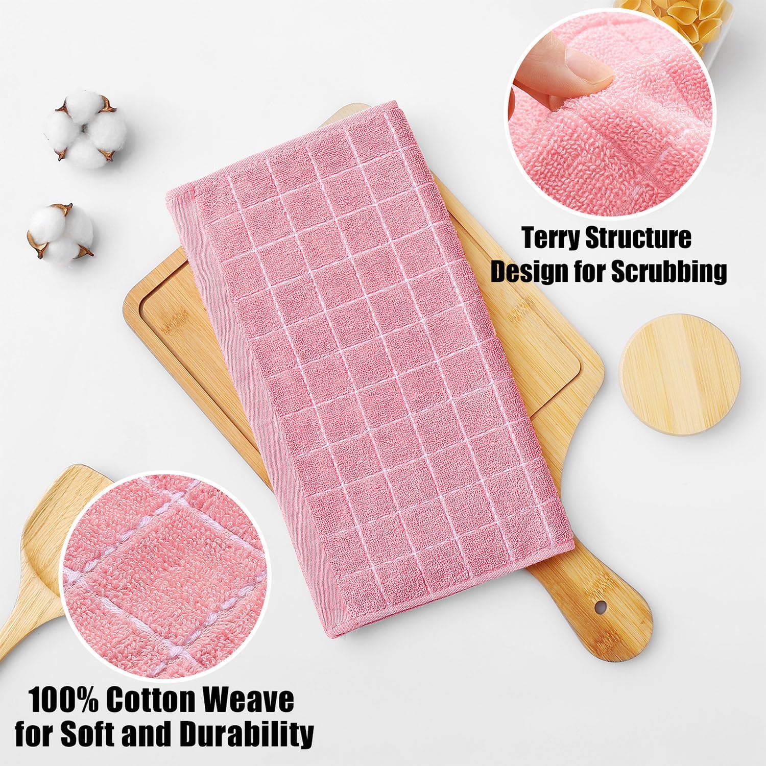 Kitchen Towels, Soft and Super Absorbent Dish Towels, Cotton Kitchen Towels -Pack of 4 (13