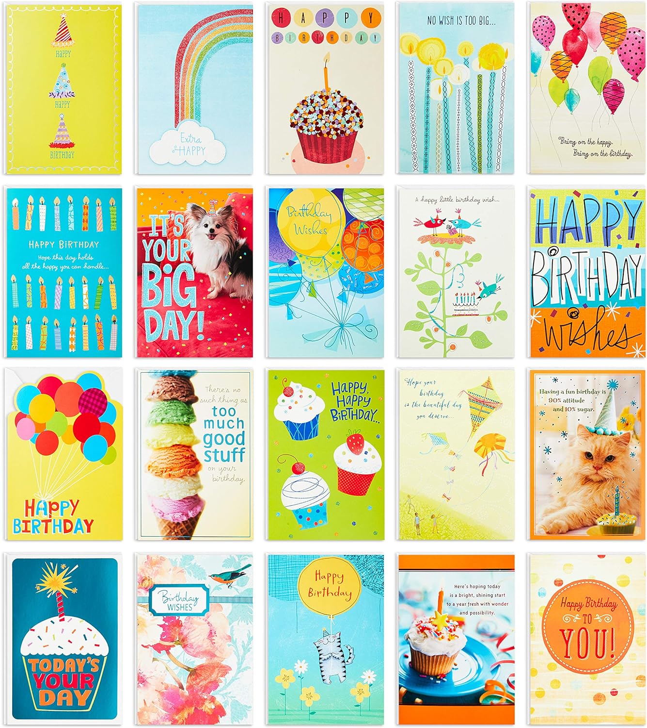 Birthday Cards Assortment, Birthday Card with Envelope -Pack of 20