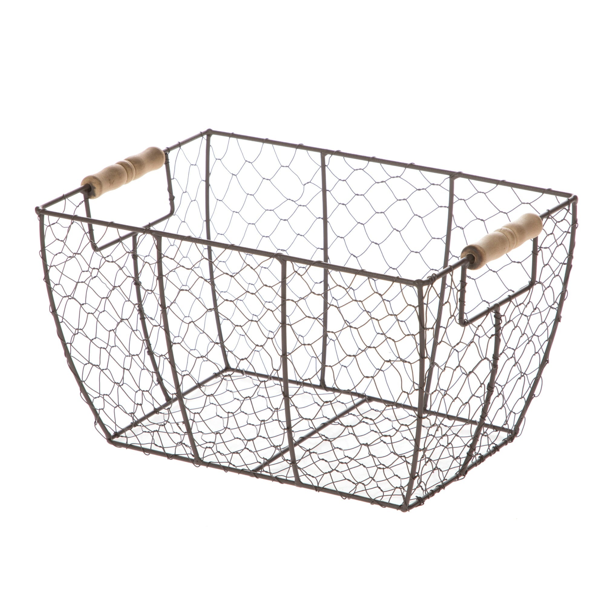 Decorative Basket with Wood Handles, Wood Basket, Storage Basket, Fruit Basket -12.2x8x7.28